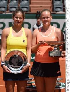 Tennis Grand Slam Internationale Tennismeisterschaften von Frankreich 2014 Roland Garros Paris ,Frankreich Anna-Lena Grönefeld ,GER und Julia Görges GER im Mixedfinale Anna Lena Grönefeld gewann mit J. J. Rojer NED. Julia Görges verlor mit ihrem Partner N. Zimonjic SRB