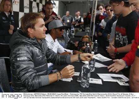 Motorsports: FIA Formula One World Championship 2014, Grand Prix of Canada, 6 Nico Rosberg (GER, Mercedes AMG Petronas F1 Team), 44 Lewis Hamilton (GBR, Mercedes AMG Petronas F1 Team), xHOCHxZWEIx