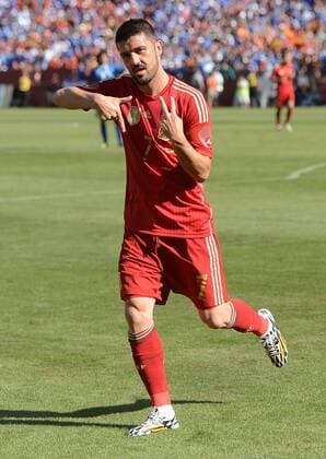June 7, 2014 - Landover, MD, USA - Spain forward David Villa (7) celebrates his first of two goals in the second half of an international friendly against El Salvador at FedEx Field in Landover, Md., Saturday, June 7, 2014. Spain defeated El Salvador, 2-0. International soccer: El Salvador v Spain - ZUMAm67