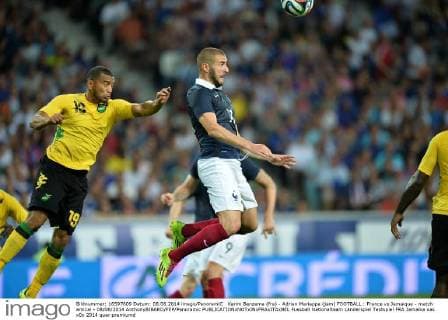 Karim Benzema (fra) - Adrian Mariappa (jam) FOOTBALL : France vs Jamaique - match amical - 08 06 2014 AnthonyBIBARD FEP Panoramic 