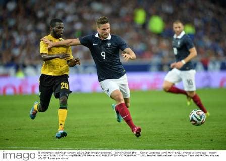 Olivier Giroud (fra) - Kemar Lawrence (jam) FOOTBALL : France vs Jamaique - match amical - 08 06 2014 AnthonyBIBARD FEP Panoramic 