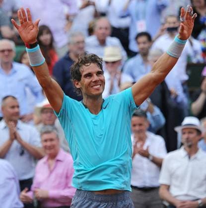 Rafael Nadal of Spain reacts after winning his French Open men s final match at Roland Garros in Paris on June 8, 2014. Nadal win his ninth French Open championship. French Open tennis in Paris - finals - 