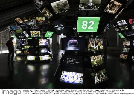 (140611) -- SAO PAULO, June 11, 2014 (Xinhua) -- visit the Soccer Museum at the Pacaembu Stadium in Sao Paulo, Brazil, on June 11, 2014. The 2014 FIFA World Cup will be held in Brazil from June 12 to July 13. (Xinhua Guillermo Arias)(rh) (SP)BRAZIL-SAO PAULO-2014 WORLD CUP-SOCCER MUSEUM 