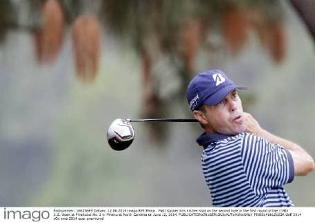 Matt Kucher hits his tee shot on the second hole in the first round of the 114th U.S. Open at Pinehurst No. 2 in Pinehurst North Carolina on June 12, 2014.  PIN20140612123A