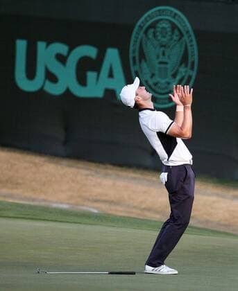 June 15, 2014 - Pinehurst, North Carolina, U.S. - Golfer MARTIN KAYMER, of Germany, reacts after sinking a putt on the 18th hole to win the U.S. Open. Golf 2014 - Kaymer Wins US Open - ZUMAm67