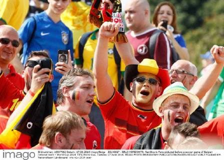 20140617 - BELO HORIZONTE: Red Devils Fans pictured before a soccer game of Belgian national team - World Cup 2014 FIFA World Cup, Tuesday 17 June 2014. BELGA PHOTO BRUNOxFAHY 