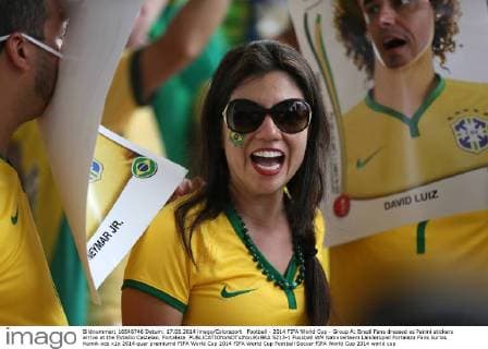 Football - 2014 FIFA World Cup - Group A: Brazil Fans dressed as Panini stickers arrive at the Estadio Castelao, Fortaleza  5213-1