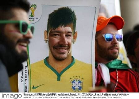 Football - 2014 FIFA World Cup - Group A: Brazil Fans dressed as Panini stickers arrive at the Estadio Castelao, Fortaleza  5213-1