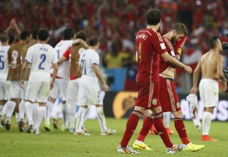Brazil World Cup. In this picture, Javi martinez, Sergio Ramos dejected. xPABLOGARCIAx 