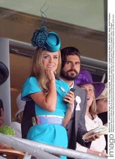 Image licensed to i-Images Picture Agency. 19 06 2014. Ascot, United Kingdom. Katherine Jenkins watches the first race from the Royal Enclosure at Ladies Day at Royal Ascot Picture by Stephen Lock i-Images StephenxLockx xi-Images  IIM-2487-0015