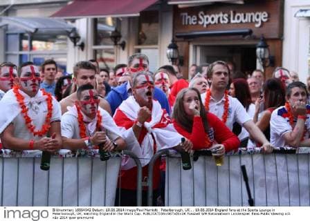 Peterborough, UK . . 19.06.2014 England fans at the Sports Lounge in Peterborough, UK, watching England in the World Cup. 