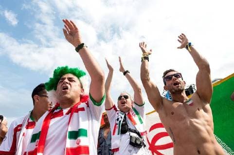 Jun 20, 2014 - Rio de Janeiro, Brazil - Fans of Iran enjoy the FIFA World Cup 2014 at Copacabana Beach at FIFA Fan Zone Rio de Janeiro. World Cup 14 Fans  - ZUMAb14