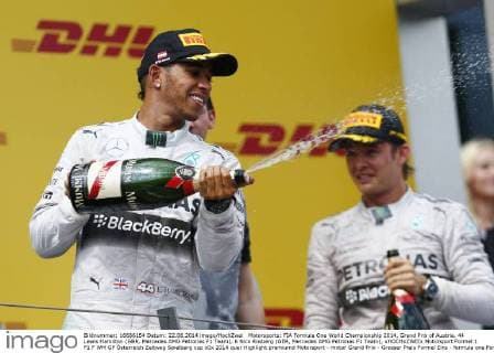 Motorsports: FIA Formula One World Championship 2014, Grand Prix of Austria, 44 Lewis Hamilton (GBR, Mercedes AMG Petronas F1 Team), 6 Nico Rosberg (GER, Mercedes AMG Petronas F1 Team), xHOCHxZWEIx