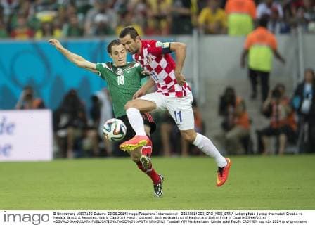 32230614DDI_CRO_MEX_SRNA Action photo during the match Croatia vs Mexico, Group A Reported, World Cup 2014 Match, pictured: Andres Guardado of Mexico and Darijo Srna of Croatia 23 06 2014 xOSVALDOxAGUILARx 