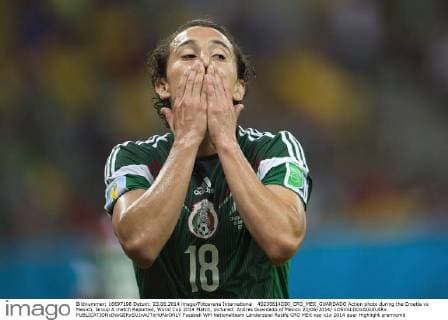 40230614DDI_CRO_MEX_GUARDADO Action photo during the Croatia vs Mexico, Group A match Reported, World Cup 2014 Match, pictured: Andres Guardado of Mexico 23 06 2014 xOSVALDOxAGUILARx 