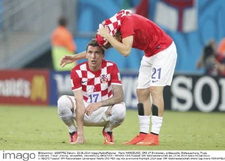 Mario MANDZUKIC, CRO 17 Emotionen, enttaeuscht, Enttaeuschung, Frust, frustriert, Trauer ,traurig, verzweifelt, Verzweiflung KROATIEN - MEXIKO FIFA Fussball WM Weltmeisterschaft am 23.06.2014 Arena Pernambuco in RECIFE