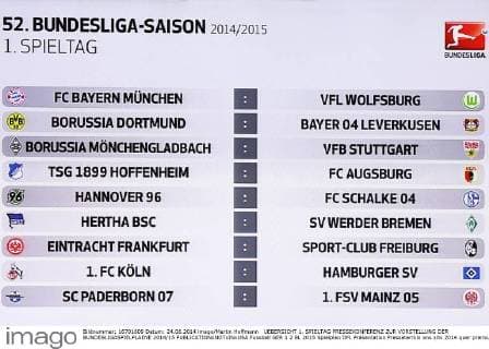 UEBERSICHT 1. SPIELTAG PRESSEKONFERENZ ZUR VORSTELLUNG DER BUNDESLIGASPIELPLAENE 2014 15 