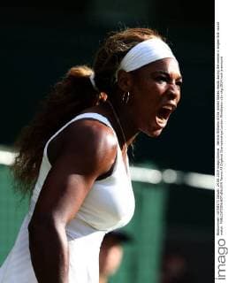 Serena Williams of the United States reacts during the women s singles first round match 