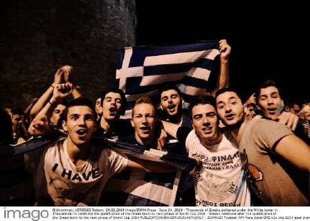 June 24, 2014 - Thousands of Greeks gathered under the White tower in Thessaloniki to celebrate the qualification of the Greek team to next phase of World Cup 2014 . Greeks celebrate after the qualification of the Greek team to the next phase of World Cup 2014  - ZUMAn23