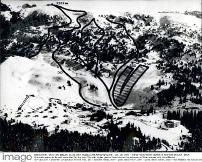 Oct. 10, 1967 - The Olympic Winter Games in Grenoble (France) 1967: Grenoble seems to be well organized for the next Olympic winter games.Photo shows the ski resort of Chamrousse with the different ski-runs.(DH = Downhill competition for the men, DD - downhill ladies, SGH - giant slalom men, GSH - giant slalom ladies, SSD = the fieldsfor the special slalom competition for ladies, SSH = special slalom for men)  - ZUMAk09