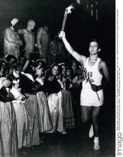 Dec. 20, 1967 - Greek Athlete Carrying the Olympic Flame to Grenoble  - ZUMAk09