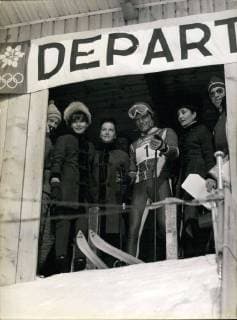 Feb. 05, 1968 - Left to right: Audrey Hepburn, the Countess of Ribes, Jean-Claude Killy, and Yul Brynner s wife.  - ZUMAk09