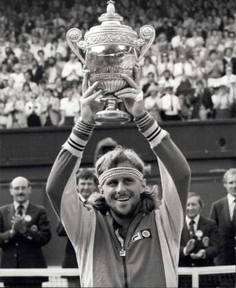 Jul. 07, 1979 - Bjorn Borg Wins His Fourth Successive Wimbledon Title Beating Roscoe Tanner In Five Sets: Today of the Centre Court at Wimbledon Bjorn Borg of Sweden won the Men s Singles title for the fourth Successive time when he beat the American Roscoe Tanner in five acts. Photo shows Borg seen hold up the trophy after winning the men s singles title once again at Wimbledon today.  - ZUMAk09