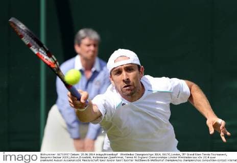 Wimbledon Championships 2014, AELTC,London, ITF Grand Slam Tennis Tournament, Benjamin Becker (GER),Aktion,Einzelbild, Halbkoerper,Querformat,