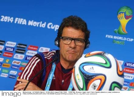 CURITIBA, Russia s head coach Fabio Capello attends a press conference.  RE14868E