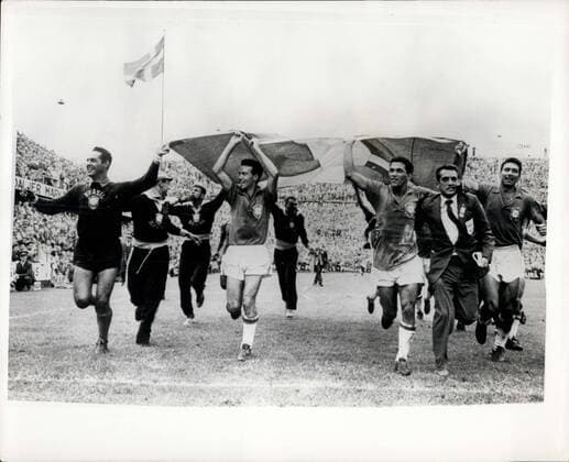 Fußball, WM 1958 in Stockholm, Finale Brasilien – Schweden 5 - 2 Jun. 29, 1958 - Brazil Beats Sweden 5 - 2 to Win World Cup  - ZUMAk09