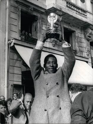 Mar. 03, 1971 - The King of soccer Pele in Paris - showing the Soccer World Cup at the Champs - Elysees. His team, the Santos F.C. is going to meet the St. - Etienne- Marseilles selected team at the Colombes Stadium in Paris on March 31.  - ZUMAk09