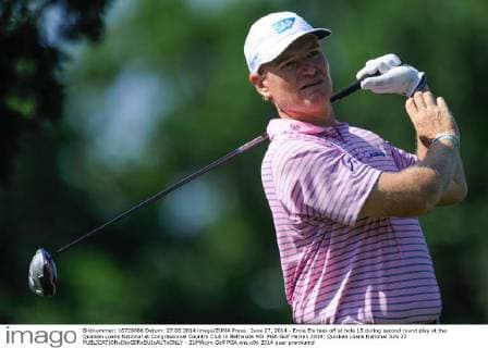 June 27, 2014 - Ernie Els tees off at hole 15 during second round play at the Quicken Loans National at Congressional Country Club in Bethesda MD. PGA Golf Herren 2014: Quicken Loans National JUN 27 - ZUMAcjm