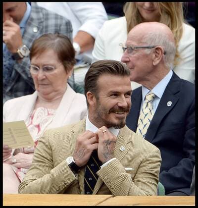 28 06 2014, Wimbledon, London, United Kingdom. David Beckham in the Royal box on Day 6 of the Wimbledon Tennis Championship. AndrewxParsonsx xi-Images  IIM-2540-0011