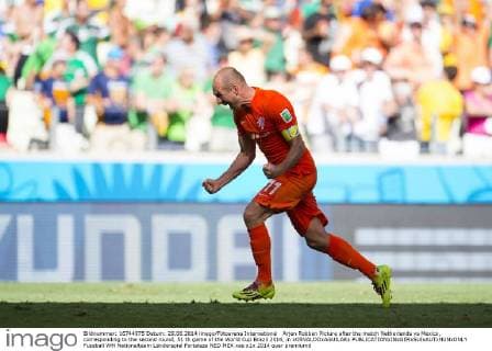 Arjen Robben Picture after the match Netherlands vs Mexico, corresponding to the second round, 51 th game of the World Cup Brazil 2014, in xOSVALDOxAGUILARx 