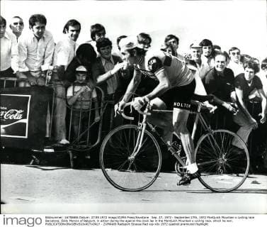 Sep. 27, 1972 - September 27th, 1972 Montjuich Mountain s cycling race Barcelona: Eddy Merckx of Belgium, in action during the against the clock lap in the Montjuich Mountain s cycling race. which he won.  - ZUMAk09