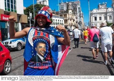 USA Fan mit einem Barack Obama Shirt vor dem Achtelfinale Spiel der FIFA WM w014 in der Arena Fonte Nova. SALVADOR BA, 01 07 2014. ( x(4589)xAlessandraxLorix xFotoarex 