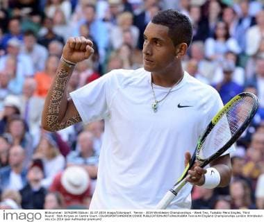 Tennis - 2014 Wimbledon Championships - Week Two, Tuesday Mens Singles, Third Round: Nick Kyrgios on Centre Court. COLORSPORT ANDREW COWIE 