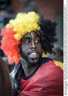 BRUSSELS, BELGIUM: A Red Devils fan pictured before the viewing on a big screen of the round of 16 soccer match near the King Baudouin-Boudewijn stadium (Heizel-Heysel), during the 2014 FIFA World Cup, Tuesday 01 July 2014. JASPERxJACOBS  Aufmacher premiumd 10832