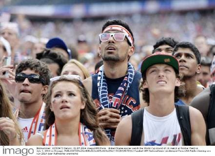 United States soccer watch the World Cup round of 16 match at Soldier Field on July 1, 2014 in Chicago.  CHI2014070112