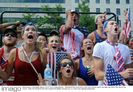 WASHINGTON, Fans of the USA react as they watch the televised 2014 FIFA World Cup match 
