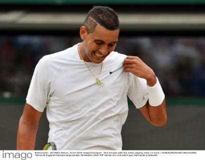 Nick Kyrgios sees the match slipping away on Court 1 