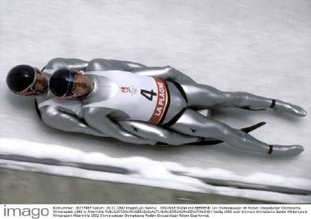 KRAUSSE Stefan mit BEHREND Jan Olympiasieger im Rodeln Doppelsitzer Olympische Winterspiele 1992 in Albertville 