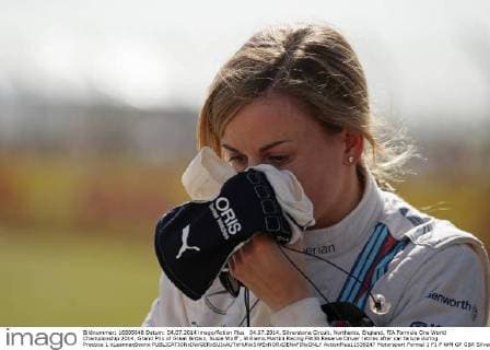 04.07.2014. Silverstone Circuit, Northants, England. FIA Formula One World Championship 2014, Grand Prix of Great Britain, Susie Wolff , Williams Martini Racing FW36 Reserve Driver retires after car failure during Practice 1 xLeannexBoonx  ActionPlus11539247