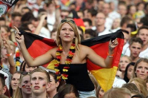 Deutsche Fans, Public Viewing Commerzbank Arena, Fussball Weltmeisterschaft 2014, Deutschland 04.07.2014 , EP_rrz
