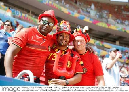 BRASILIA: Red Devils supporters pictured prior to the quarter final match in Estadio Nacional Mane Garrincha, in Brasilia, during the 2014 FIFA World Cup, Saturday 05 July 2014. BRUNOxFAHY  Aufmacher premiumd 11535