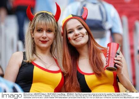 BRASILIA: Red Devils supporters pictured prior to the quarter final match in Estadio Nacional Mane Garrincha, in Brasilia, during the 2014 FIFA World Cup, Saturday 05 July 2014. BRUNOxFAHY  Aufmacher premiumd sexy 11536
