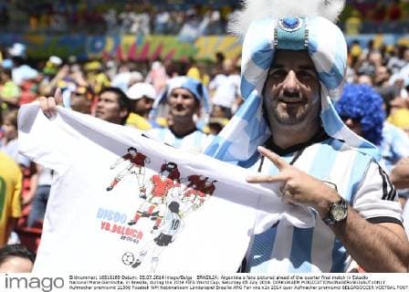 BRASILIA: Argentina s fans pictured ahead of the quarter final match in Estadio Nacional Mane Garrincha, in Brasilia, during the 2014 FIFA World Cup, Saturday 05 July 2014. DIRKxWAEM  Aufmacher premiumd 11588