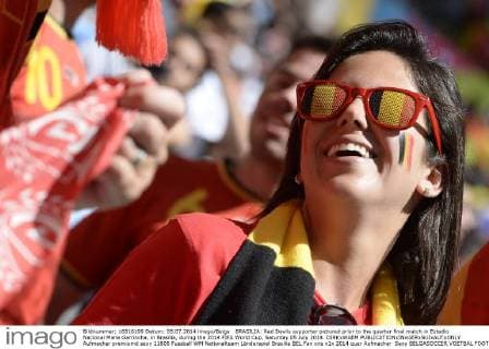 BRASILIA: Red Devils supporter pictured prior to the quarter final match in Estadio Nacional Mane Garrincha, in Brasilia, during the 2014 FIFA World Cup, Saturday 05 July 2014. DIRKxWAEM  Aufmacher premiumd sexy 11606