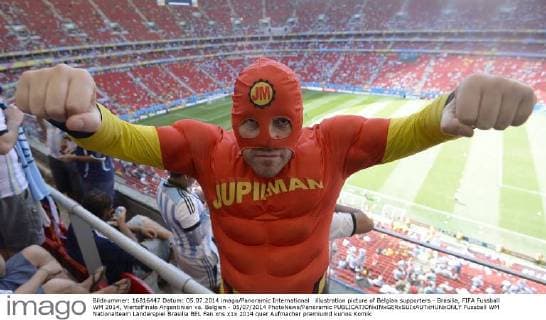 illustration picture of Belgian supporters - Brasilia, FIFA Fussball WM 2014, Viertelfinale Argentinien vs. Belgien - 05 07 2014 PhotoNews Panoramic 
