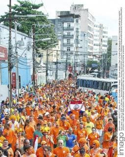 Orange parade of fans of Holland Netherlands fans in Salvador before the quarter final match on July 5, 2014 in Salvador. Netherlands supporters Salvador 2013 2014 xVIxxIVx 2433145